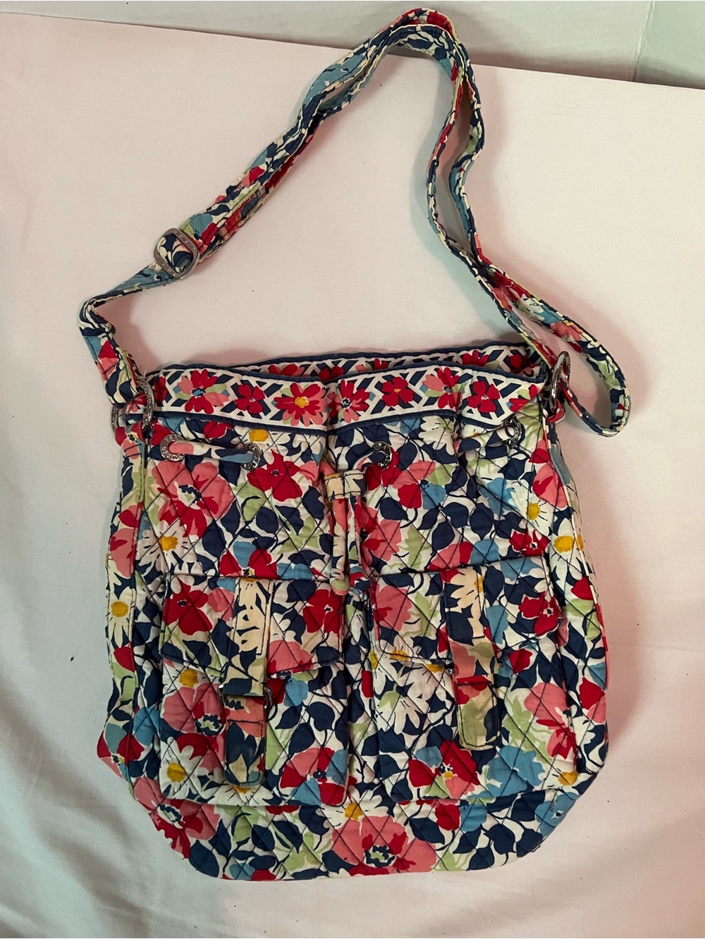 P13-Vera Bradley Floral Quilted Crossbody Bag - Multicolor
